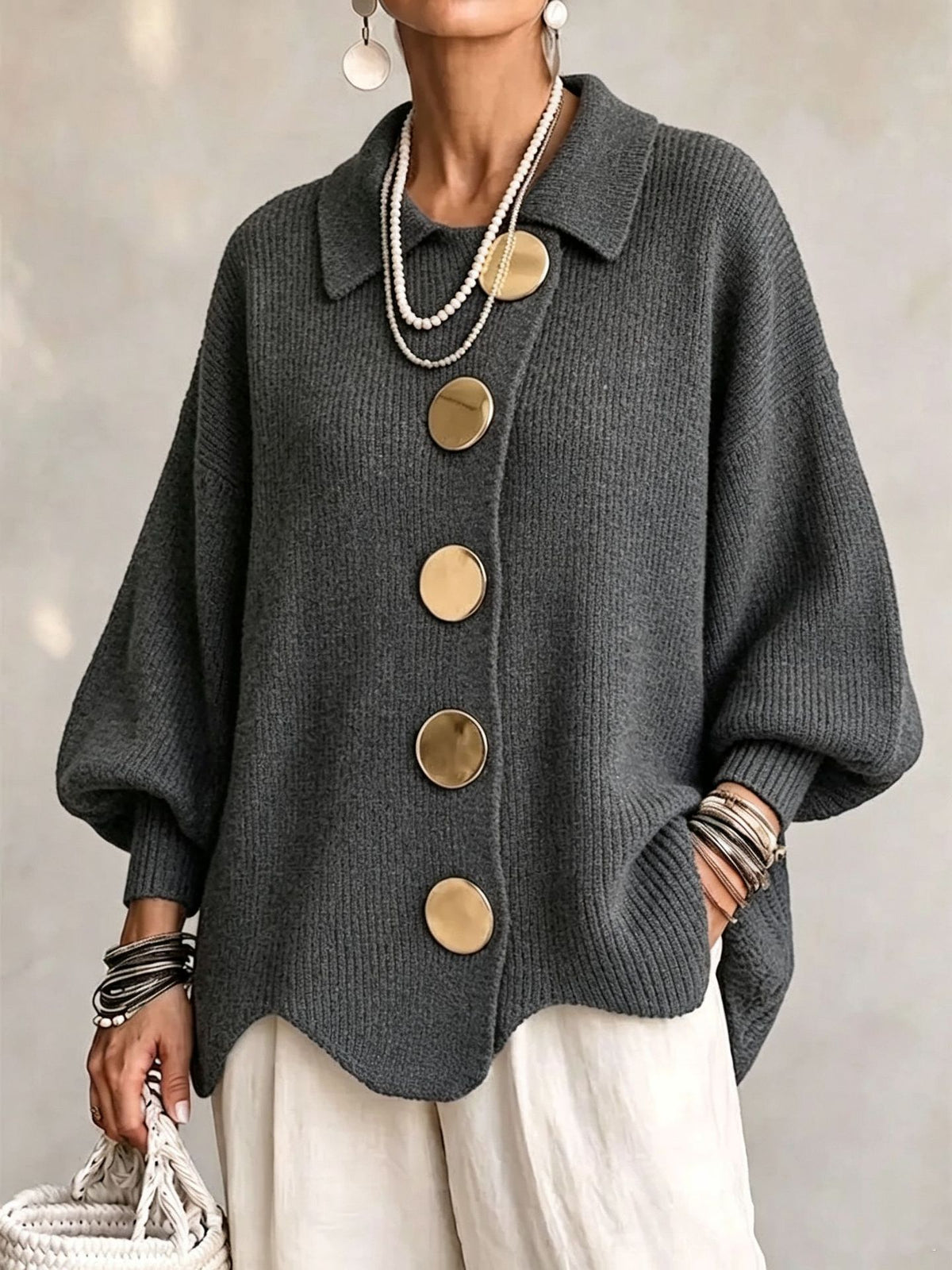 Faustine | Cardigan Signature à Boutons Dorés