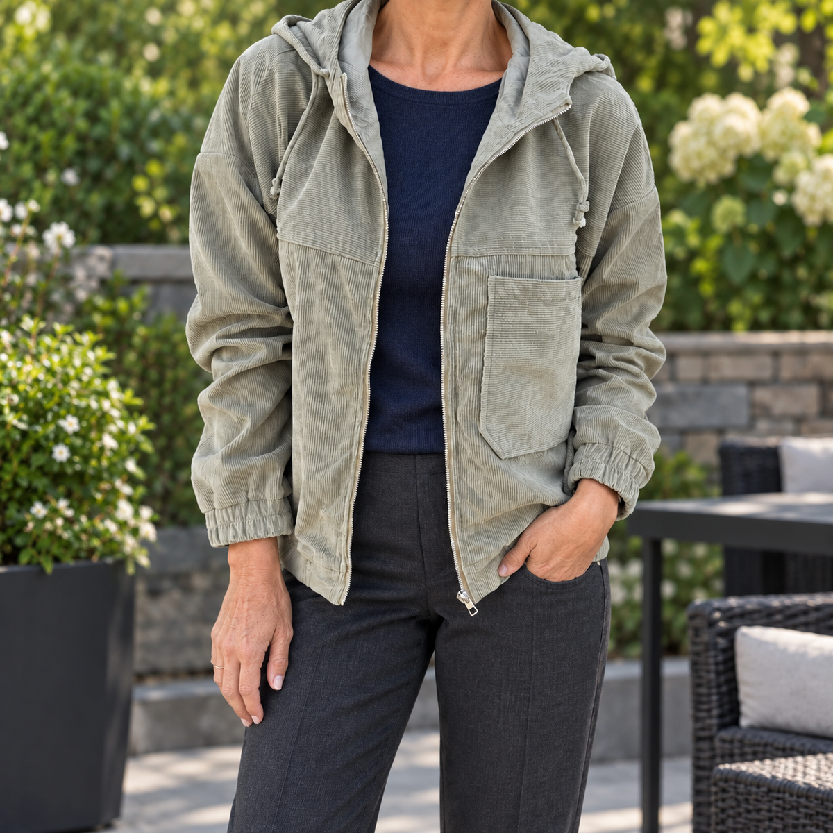 Lya | Veste Rétro Légère en Velours Côtelé