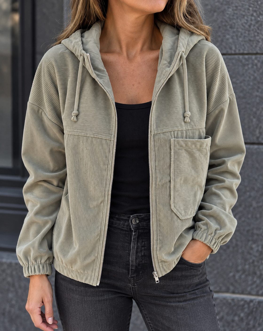 Lya | Veste Rétro Légère en Velours Côtelé