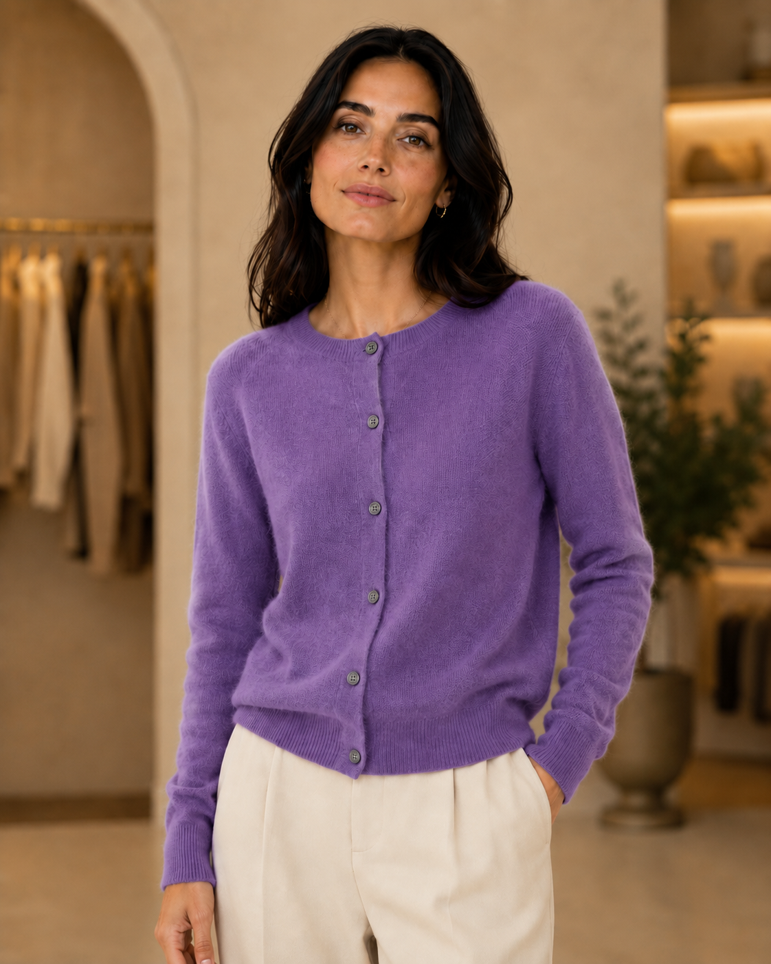 Léonie | Cardigan en maille à col rond