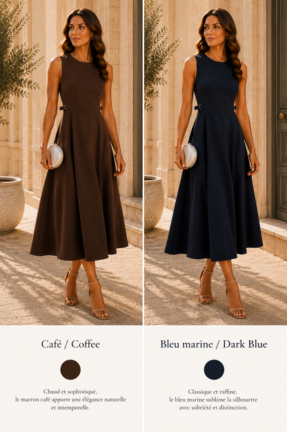 Élise | Robe longue sans manches à taille cintrée