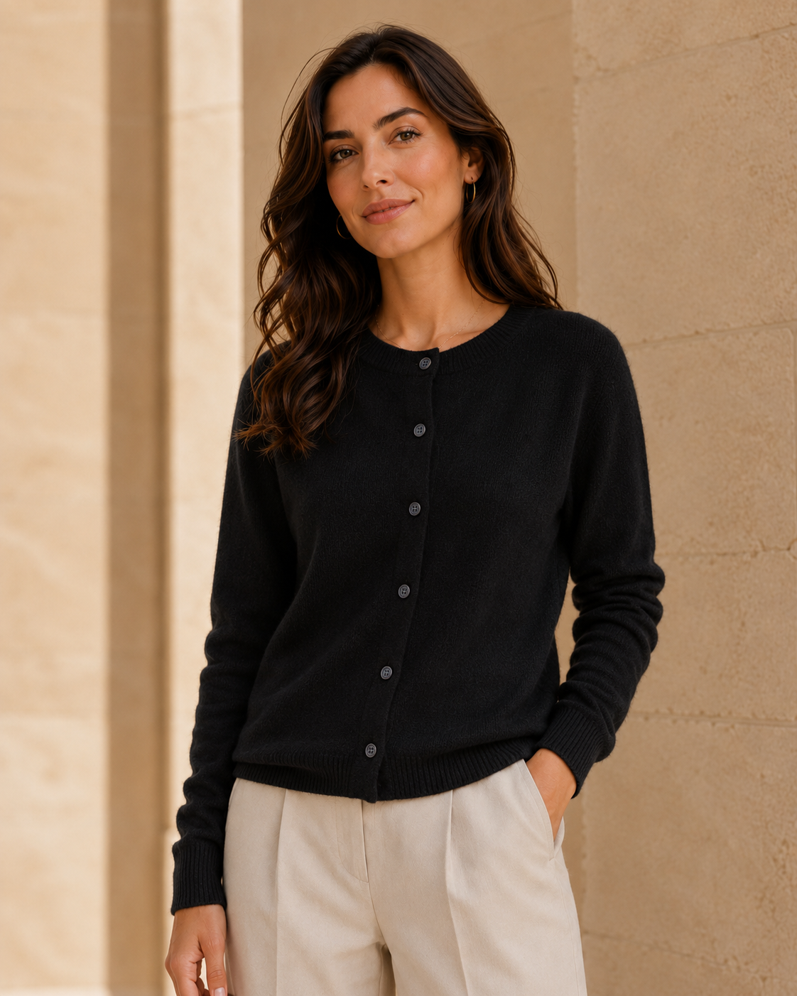 Léonie | Cardigan en maille à col rond