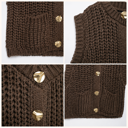 Maëlle | Gilet sans manches en maille à boutons