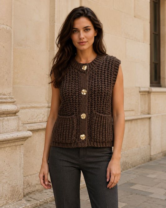 Maëlle | Gilet sans manches en maille à boutons