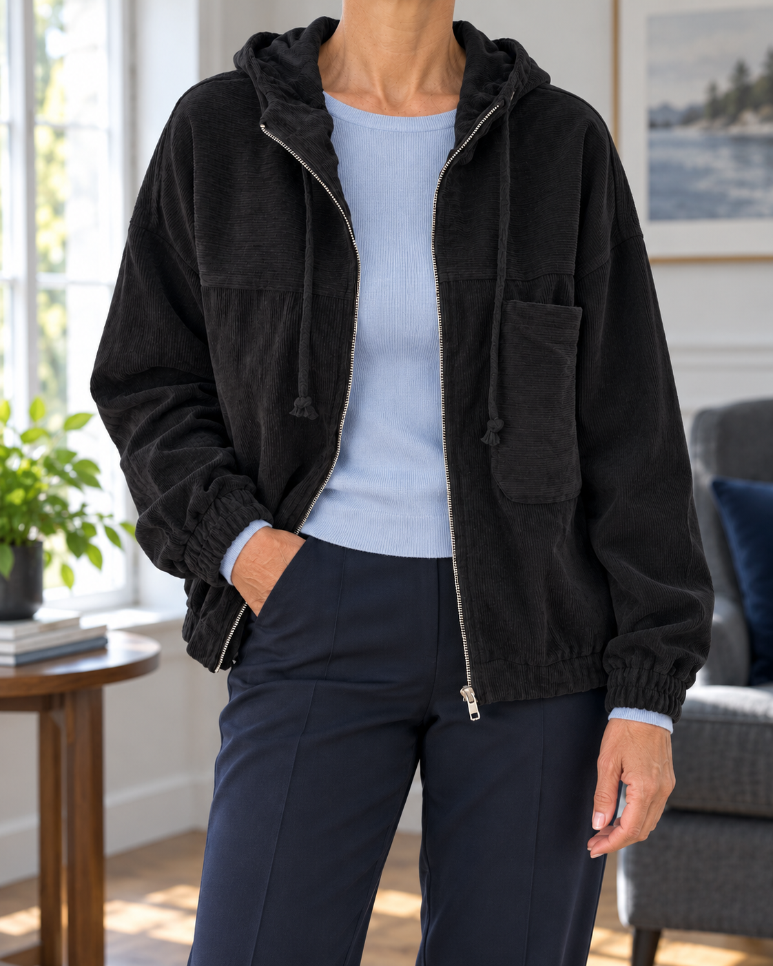 Lya | Veste Rétro Légère en Velours Côtelé