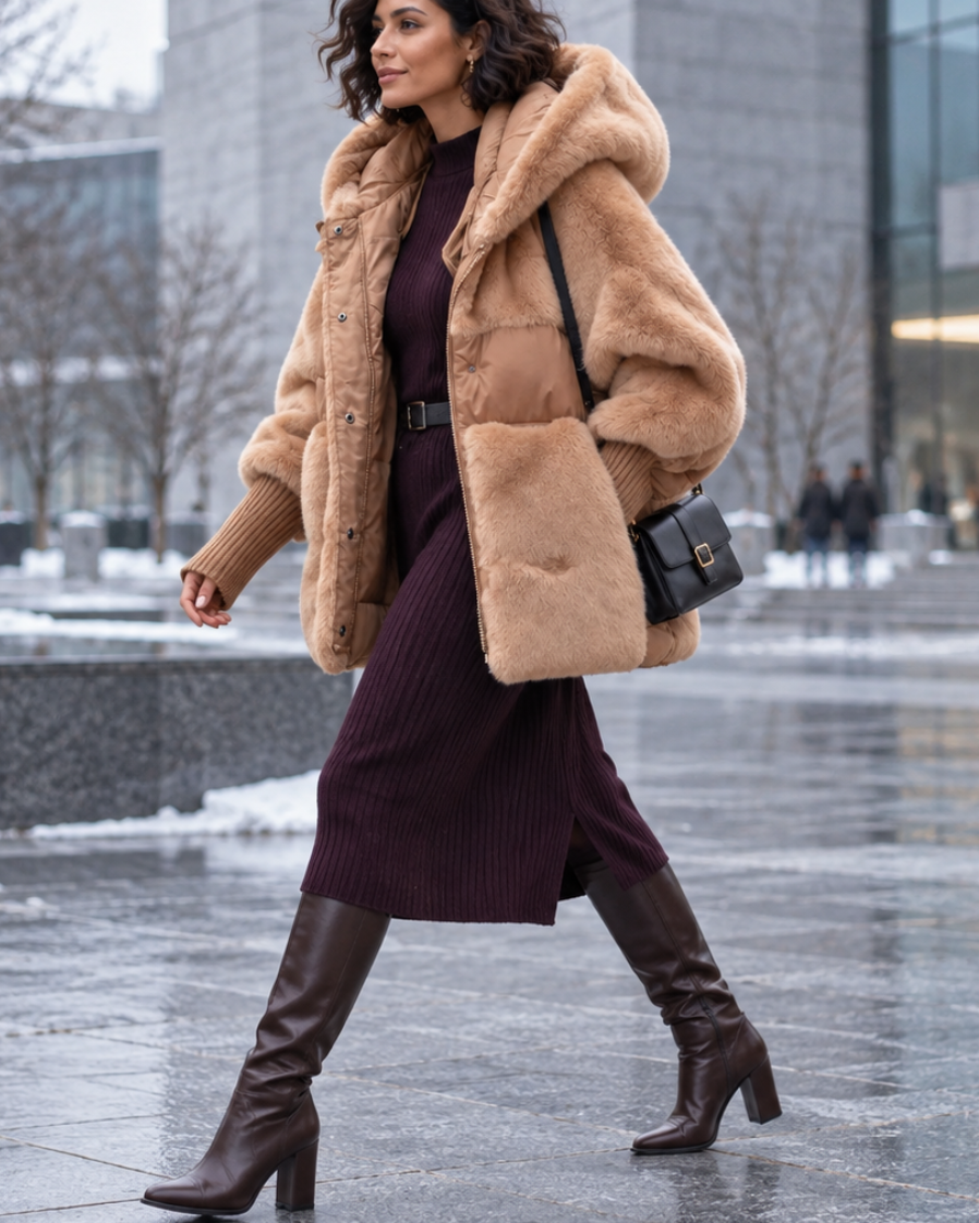 Diane | Manteau Effet Fourrure