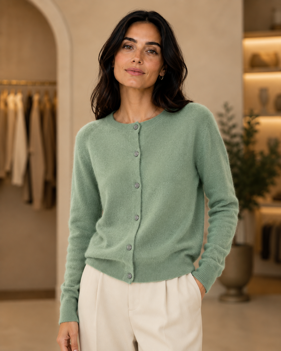 Léonie | Cardigan en maille à col rond