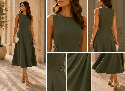 Élise | Robe longue sans manches à taille cintrée