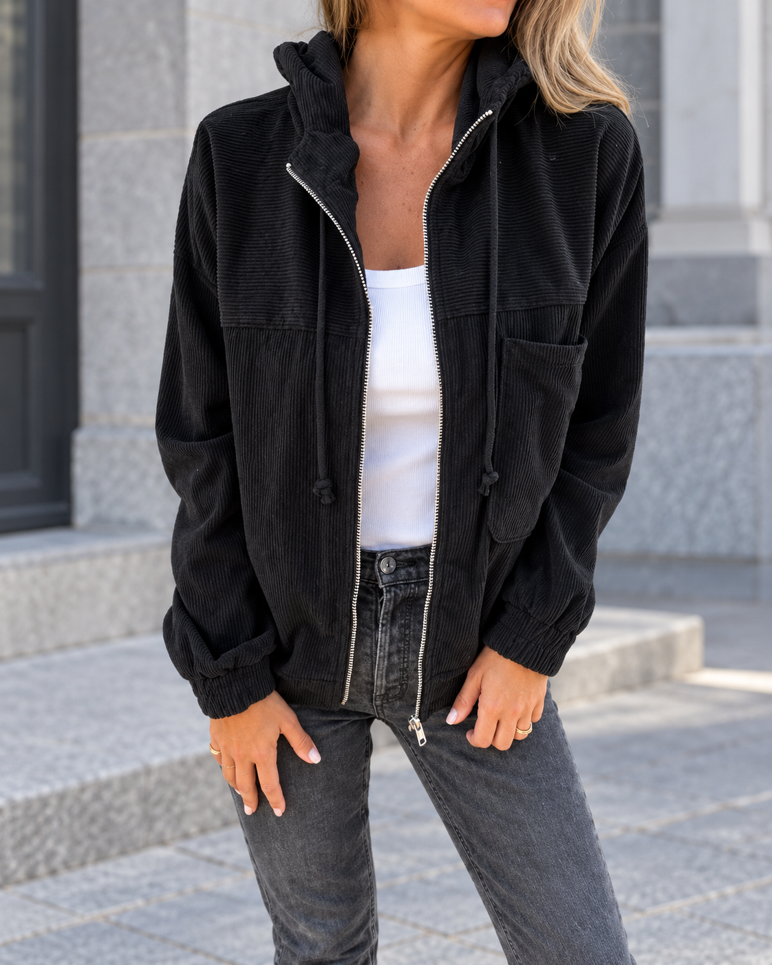Lya | Veste Rétro Légère en Velours Côtelé