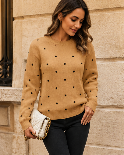 Clémence | Pull à pois en maille jacquard