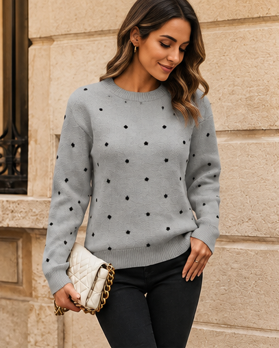 Clémence | Pull à pois en maille jacquard