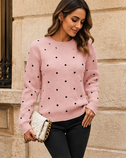 Clémence | Pull à pois en maille jacquard