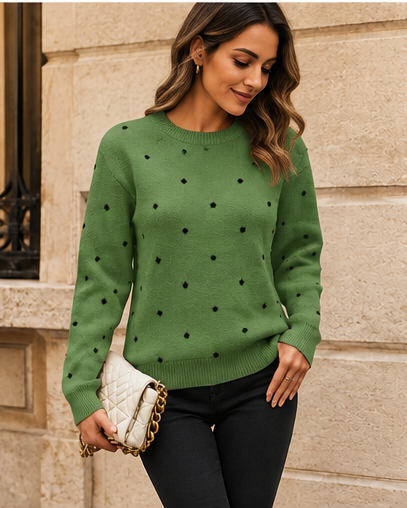 Clémence | Pull à pois en maille jacquard