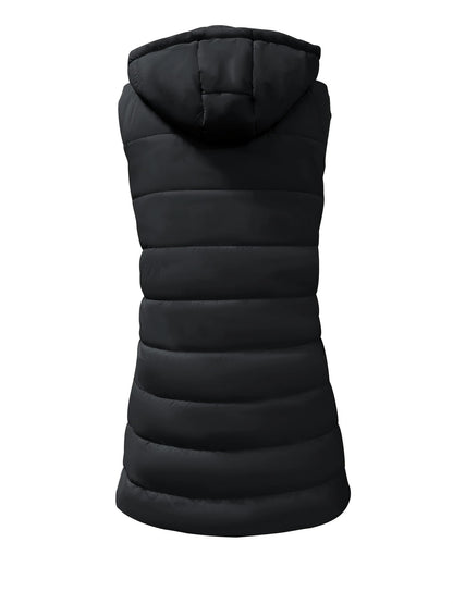 Aveline | Gilet Long Matelassé à Capuche
