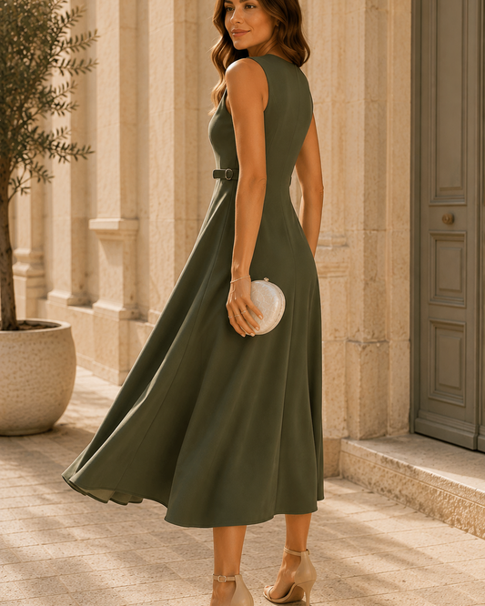 Élise | Robe longue sans manches à taille cintrée