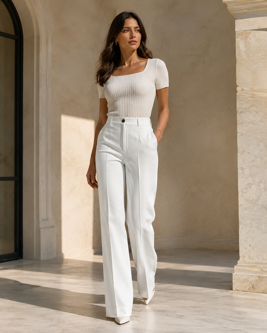 Alba | Pantalon Minimaliste à Taille Haute